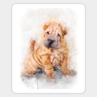 Shar pei puppy watercolor Magnet